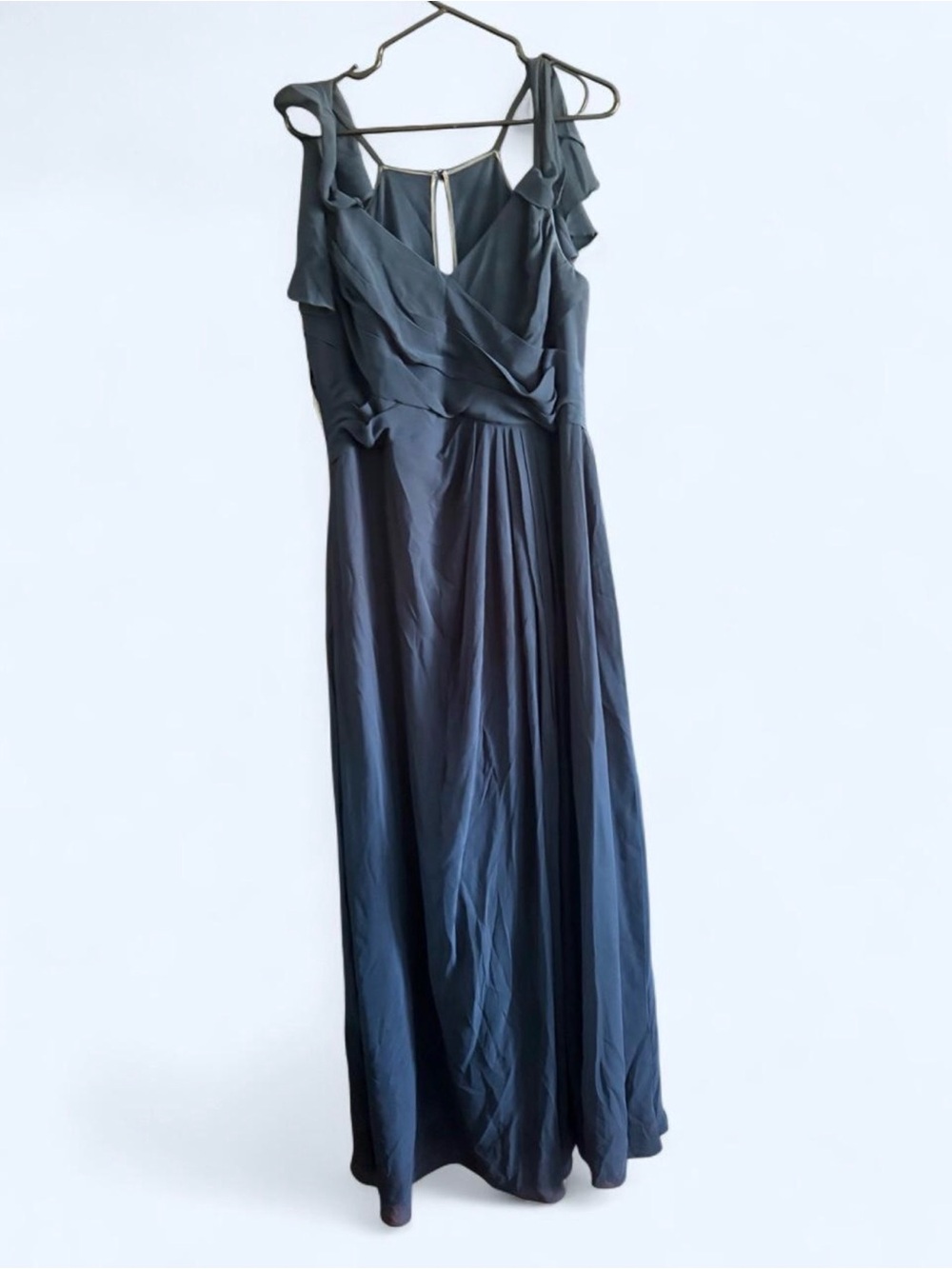 Azazie Navy Blue Cold-Shoulder Maxi Dress